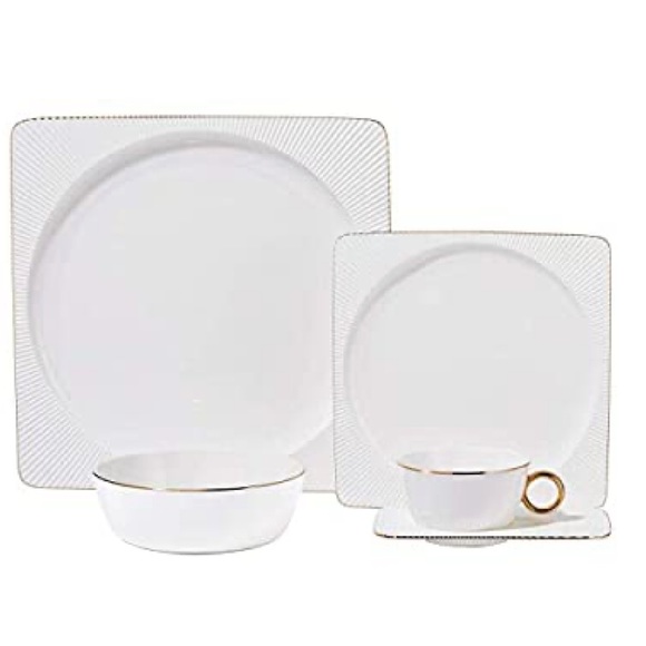 Upscale Fine Bone China Dinnerware Sets, Over 45% Bone Content, Square Dishes - Picture 1 of 1